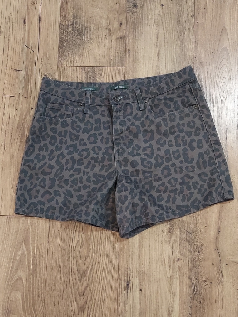 wild fable Leopard-Print Jean Shorts in Black and Brown